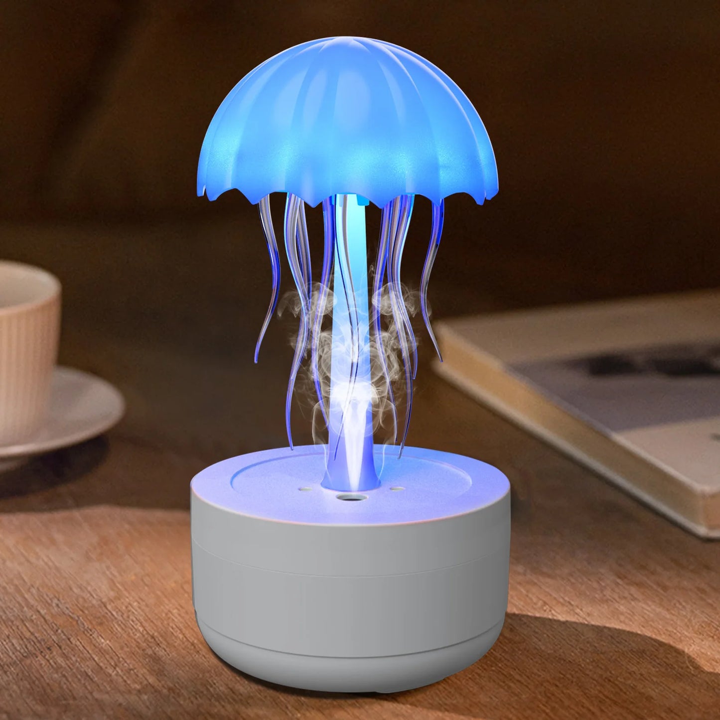 Jellyfish Cartoon Night Light RGB Voice-Controlled Jellyfish Lamp Type-C LED Night Lamp with Bluetooth Humidifier