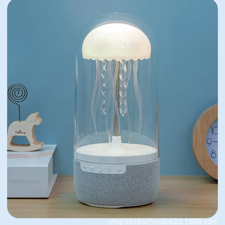 Jellyfish Cartoon Night Light RGB Voice-Controlled Jellyfish Lamp Type-C LED Night Lamp with Bluetooth Humidifier