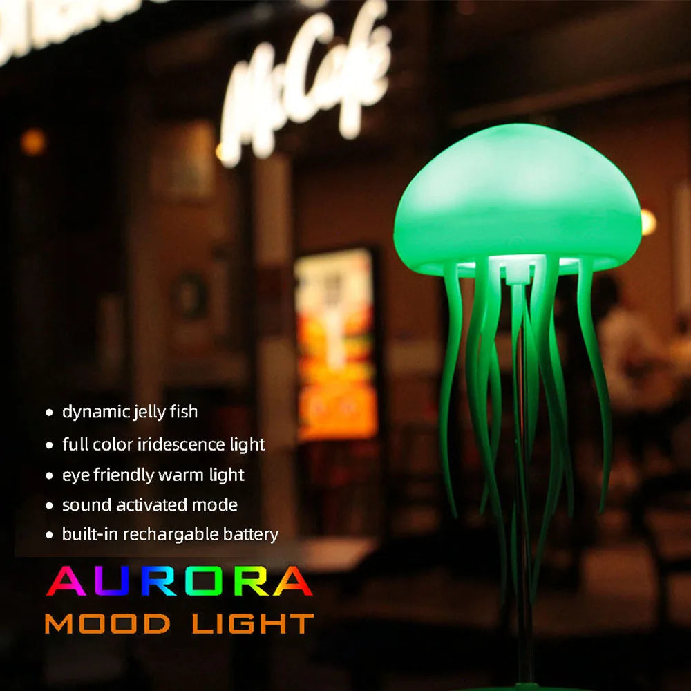 Jellyfish Cartoon Night Light RGB Voice-Controlled Jellyfish Lamp Type-C LED Night Lamp with Bluetooth Humidifier