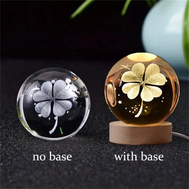 3D Crystal Ball Solar System LED Night Light – Laser Engraved Universe Globe with Wooden Base